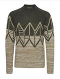 Green/Beige Alpaca Wool Blend Sweater