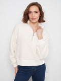 Soft fleece fabric sweater with a stand collar and half-zip closure, offering cozy comfort and style by Charlie B.