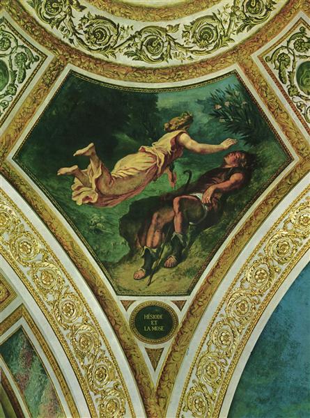 Hesiod and the Muse by Eugène Delacroix Reproduction Painting by Blue Surf Art