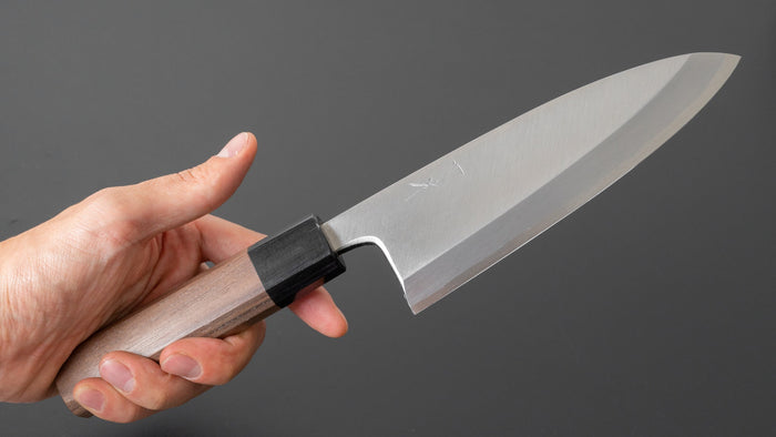 Hitohira Kikuchiyo Manzo White #3 Deba 150mm Walnut Handle (Saya) - HITOHIRA
