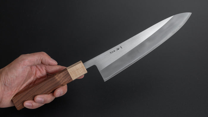 Hitohira TD Blue #2 Stainless Clad Migaki Gyuto 210mm Walnut Handle - HITOHIRA