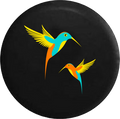 Hummingbirds Teal Turquoise Orange Yellow Pair