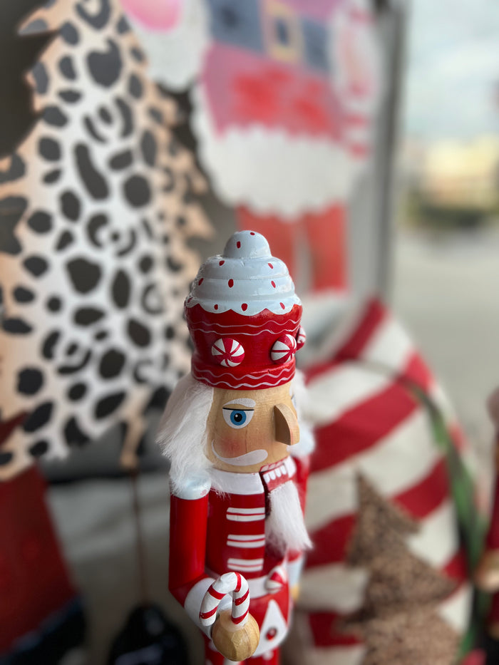Christmas Nutcrackers Red & White Candy Accents Set of 2