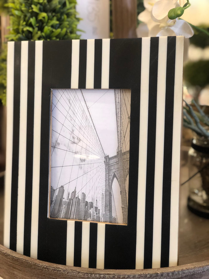 Black and White Stripe Picture Frame 8x10 or 4x6