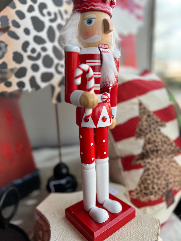 Christmas Nutcrackers Red & White Candy Accents Set of 2
