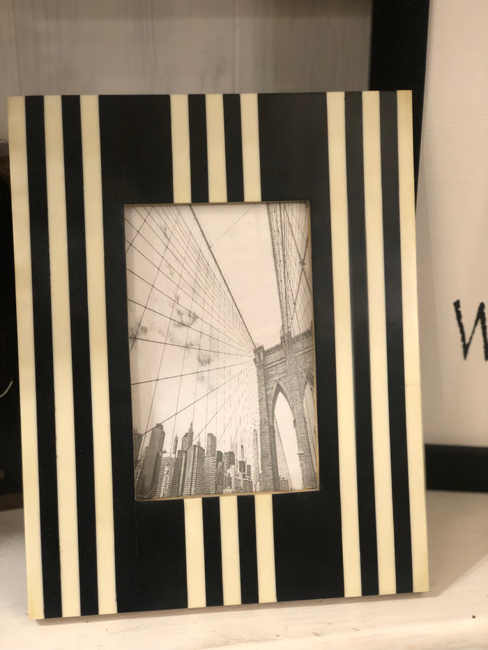 Black and White Stripe Picture Frame 8x10 or 4x6