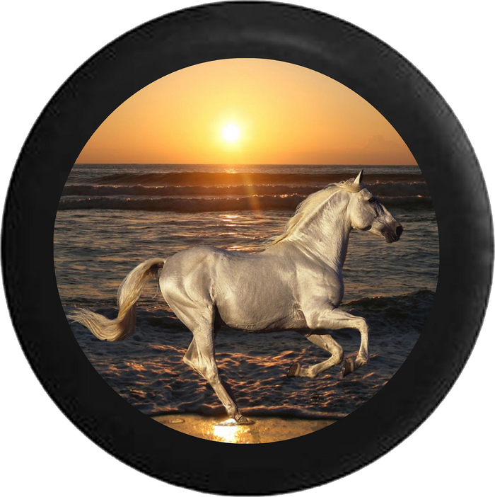 Jeep Liberty Tire Cover With White Horse Print (Liberty 02-12) - TireCoverPro