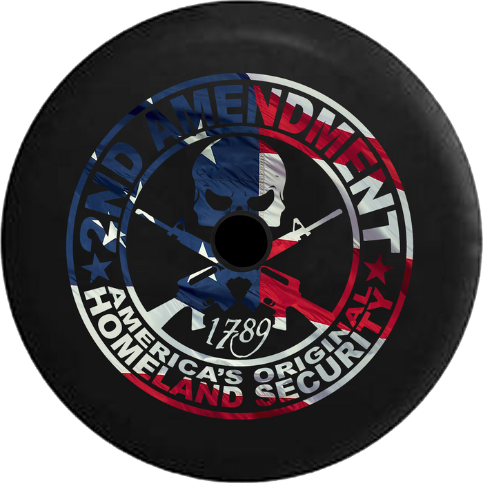 Jeep Wrangler JL Backup Camera Day 2nd Amendment Homeland Security Skull Rifles Dark Smoke RV Camper Spare Tire Cover-35 inch