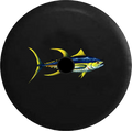 Jeep Wrangler JL Backup Camera Day Blue Yellow Fin Tuna Sport Fishing Charter Boat RV Camper Spare Tire Cover-35 inch