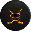 Jeep Wrangler JL Backup Camera Day Flaming Realistic Fire Hockey Stick & Puck RV Camper Spare Tire Cover-35 inch