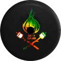 Jeep Wrangler JL Backup Camera Day Happy Camper Camp Fire Marshmellows Smoke RV Camper Spare Tire Cover-35 inch
