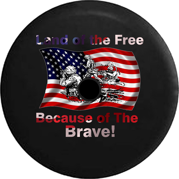Jeep Wrangler JL Backup Camera Land of Free Because of Brave American Military Forces Jeep Camper Spare Tire Cover 35- P130