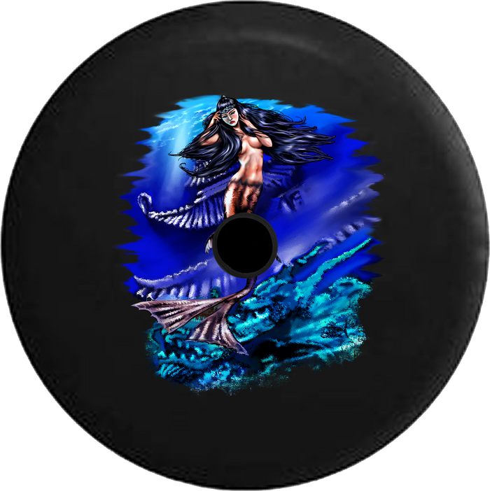 Jeep Wrangler JL Backup Camera Day Mermaid Princess in the Ocean Atlantis RV Camper Spare Tire Cover-35 inch