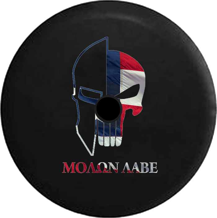 Jeep Wrangler JL Backup Camera Day Molon Labe Tactical Skull Helmet Dark Edition RV Camper Spare Tire Cover-35 inch