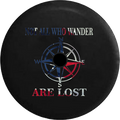 Jeep Wrangler JL Backup Camera Day Not All Who Wander Distressed Barn Wood RV Camper Spare Tire Cover-35 inch