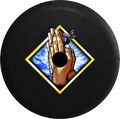 Jeep Wrangler JL Backup Camera Day Praying Hands Holding Rosary Beads and Cross Jesus Christ RV Camper Spare Tire Cover-35 inch