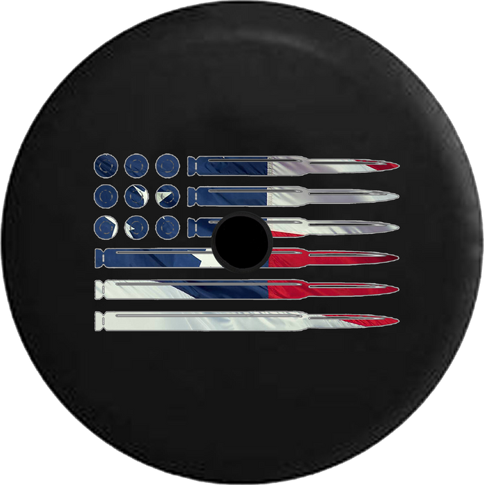 Jeep Wrangler JL Backup Camera Day Rifle Pistol Bullets Rounds American Flag 2A Ghost Skulls RV Camper Spare Tire Cover-35 inch