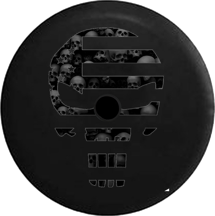 Jeep Wrangler JL Backup Camera Day Smoke Out Skull American Flag Military Patriot RV Camper Spare Tire Cover-35 inch