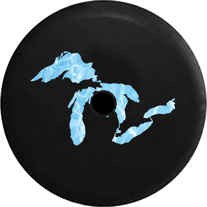 Jeep Wrangler JL Backup Camera Day Tie Dye Tiedye Great Lakes Michigan Mitten RV Camper Spare Tire Cover-35 inch