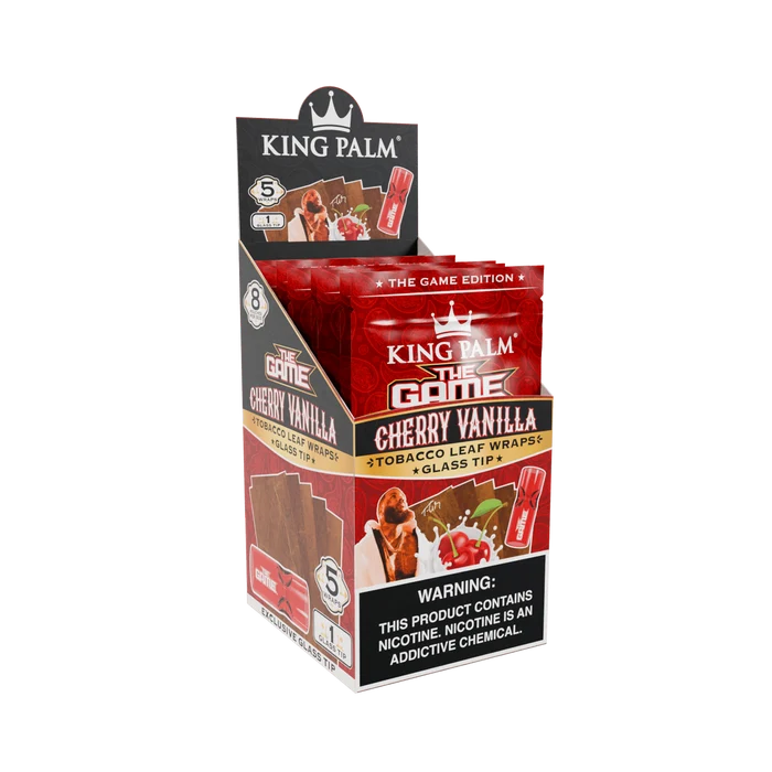 King Palm - Tobacco Leaf Wraps with Glass Tips (8ct Display)