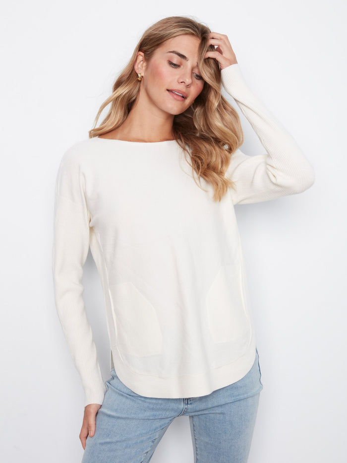 Elegant sweater with a boat neck and soft fabric, perfect for casual outings by Charlie B.