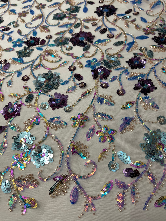 La fiesta lace and beads and sequins hand beaded