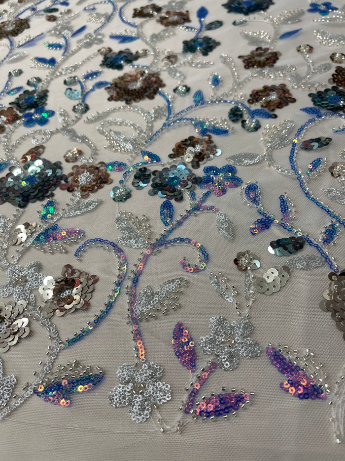 La fiesta lace and beads and sequins hand beaded