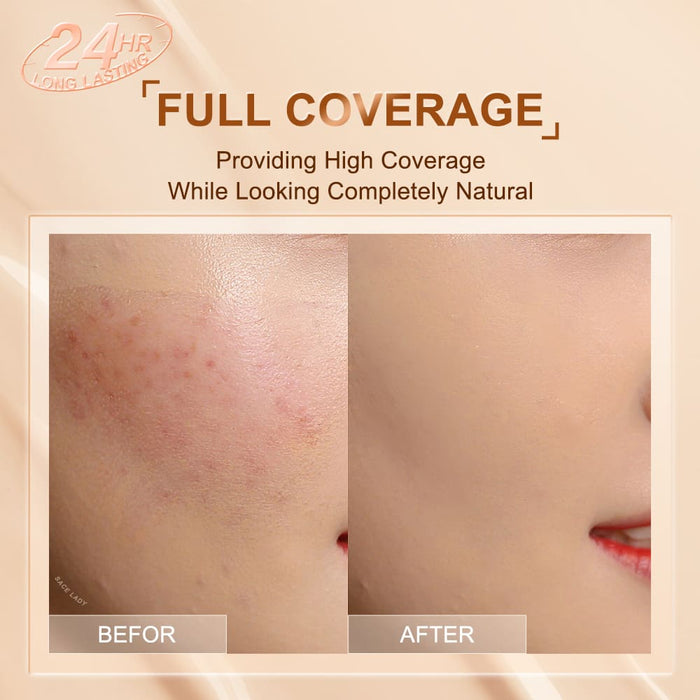 Before-and-after model showing full-coverage foundation results