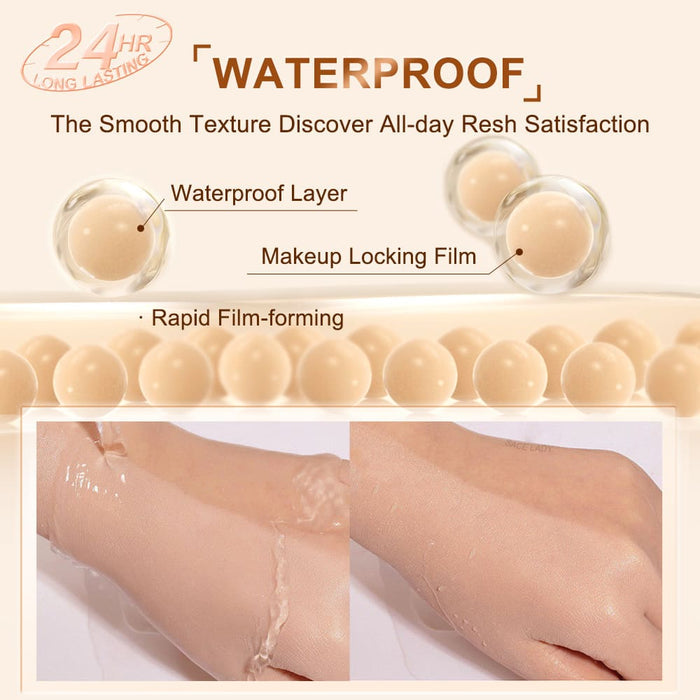 SACE LADY waterproof foundation wear test shown on the back of a hand