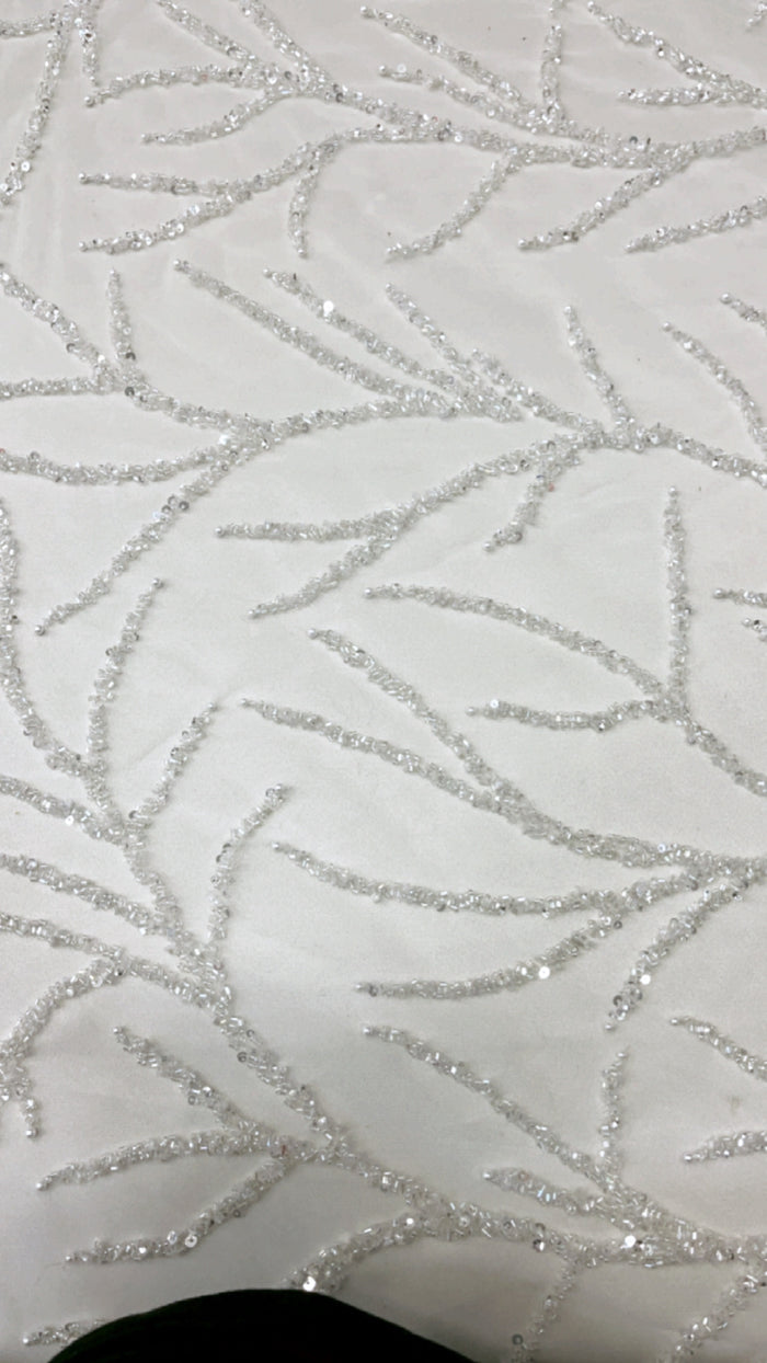 leaf branch bridal lace hand beaded