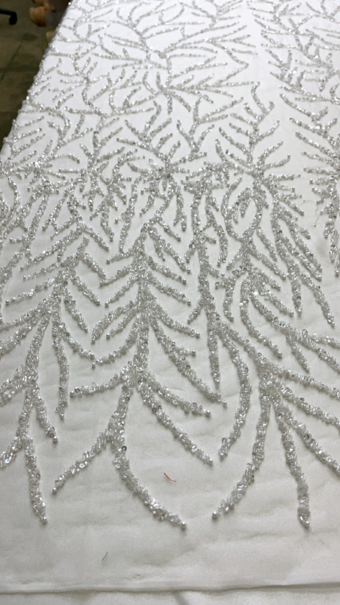 leaf branch bridal lace hand beaded