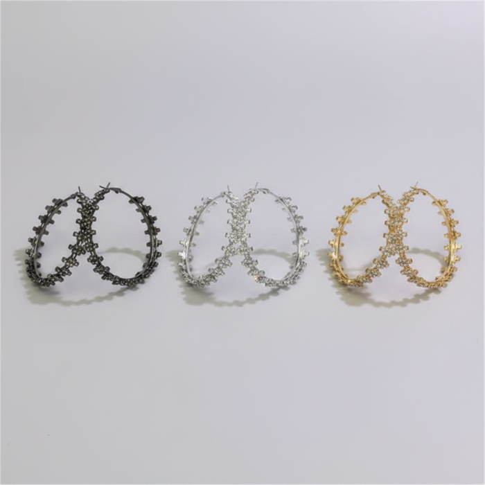 Lora Crystal Flower Hoop Earrings – CZ Floral Statement Hoops in Gold | Zoha Los Angeles