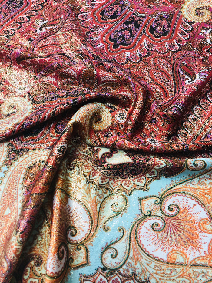 Magnolia print silky polyester lame