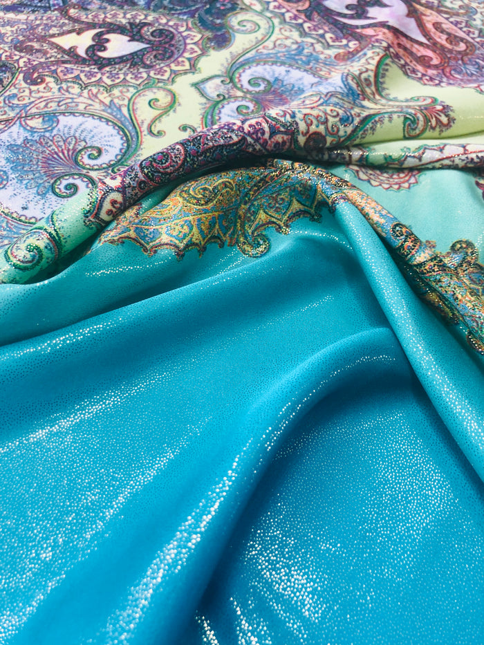 Magnolia print silky polyester lame