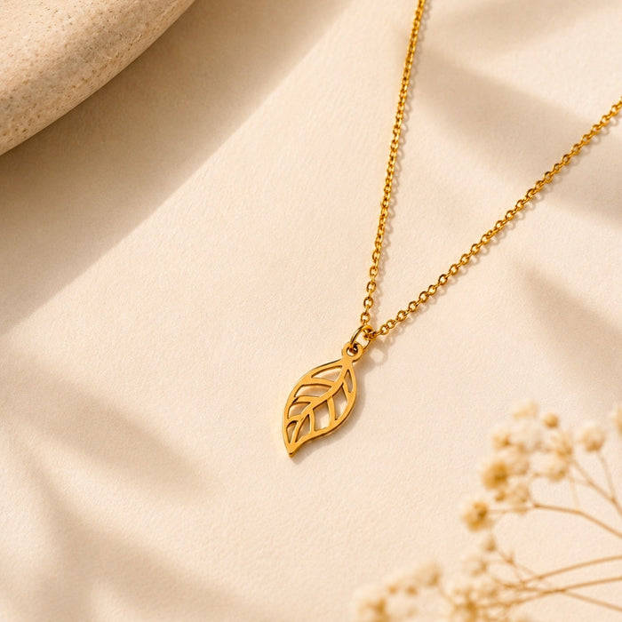 Maile Leaf Necklace - Gold Leaf Pendant - Zoha Los Angeles