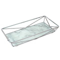 Marble Tempered Glass Rectangular Vanity Tray in Chrome