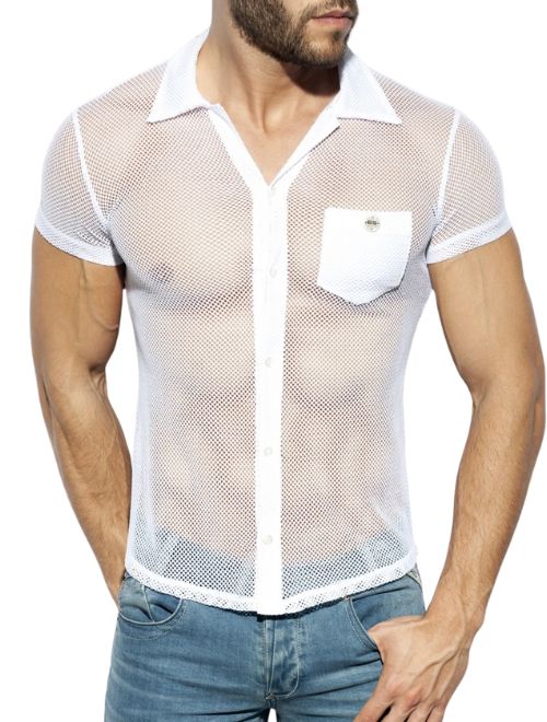 Mesh Short Sleeves Shirt - White