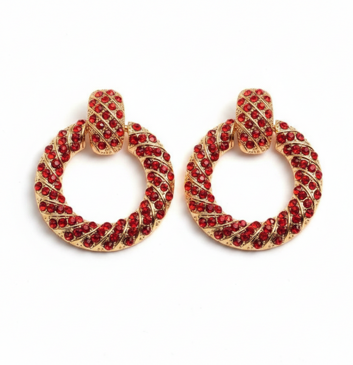 Mina Twisted Rope Hoop Earrings in red- Zoha Los Angeles