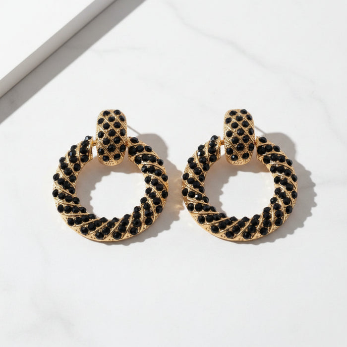 Mina Twisted Rope Hoop Earrings in Black - Zoha Los Angeles