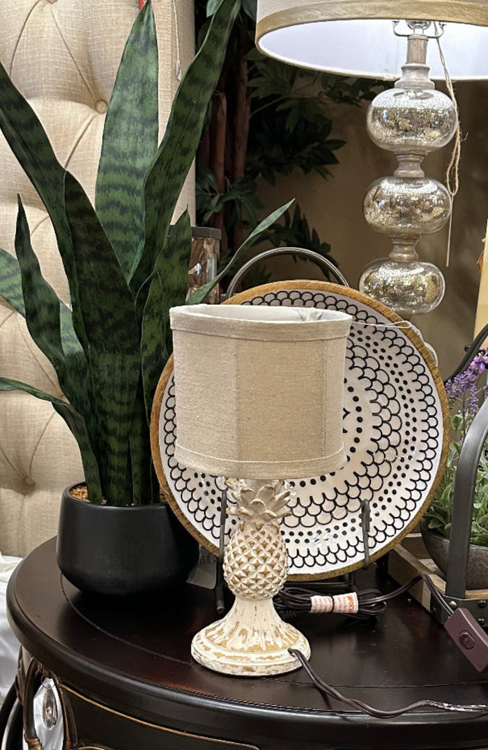 Mini Lamp Cream and Gold Pineapple