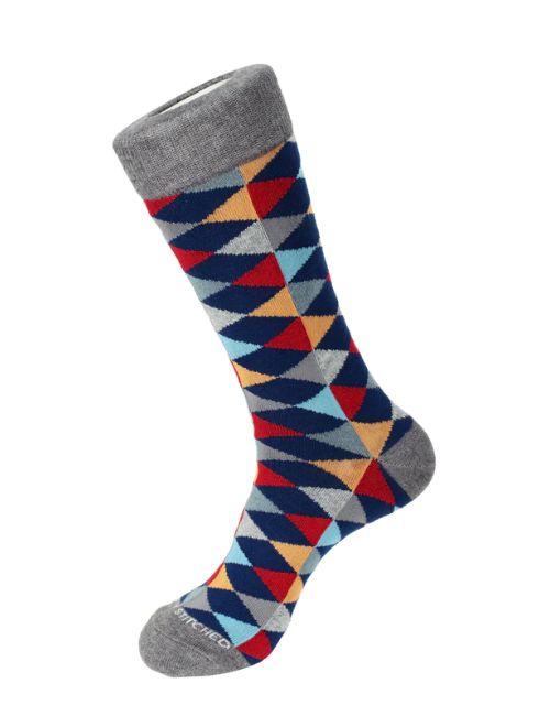 Mixed Diamonds Grey Crew Sock