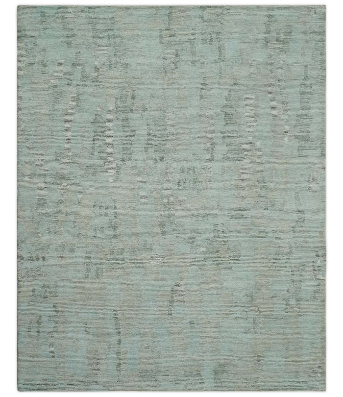 Modern Abstract Teal, Olive and Ivory Hand Tufted Multi Size wool area rug - The Rug Decor