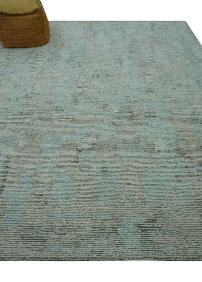 Modern Abstract Teal, Olive and Ivory Hand Tufted Multi Size wool area rug - The Rug Decor