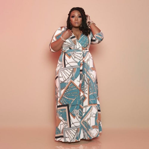 New Printing Tight Fashion Casual Long Dress