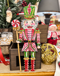 Nutcracker Pink, Green, & Red Metal Stake Outdoor or Indoor