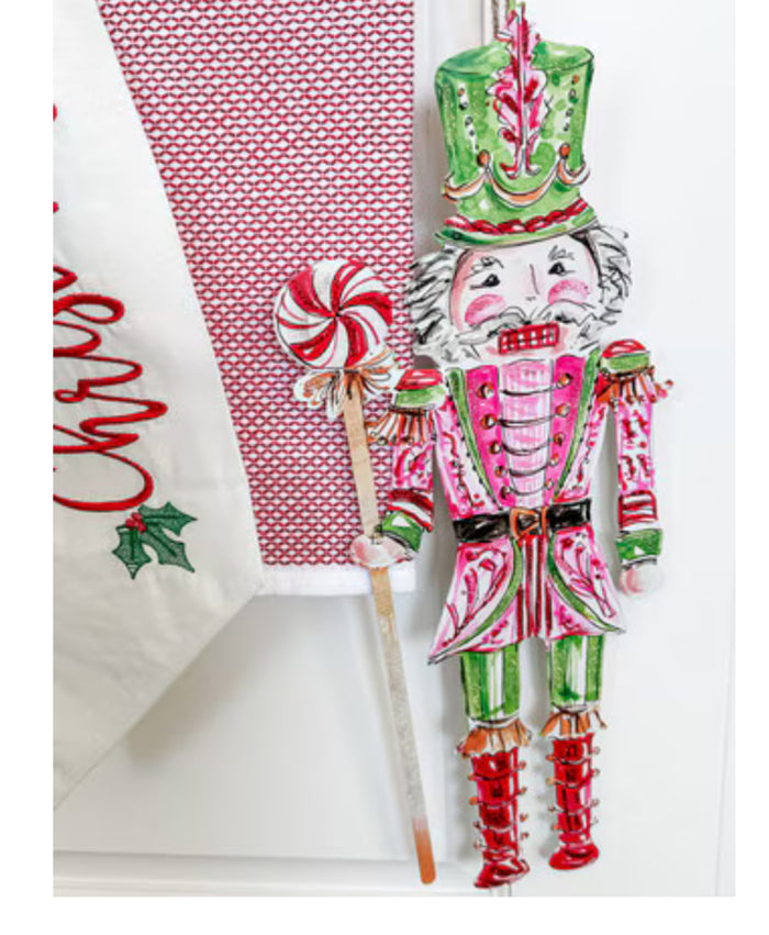 Nutcracker Pink, Green, & Red Metal Stake Outdoor or Indoor