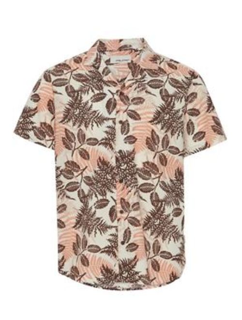 Palm Pattern Button Up - Coffee