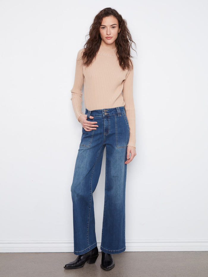 These jeans feature a stylish wide leg design, perfect for a modern look. Crafted with attention to detail by Charlie B.