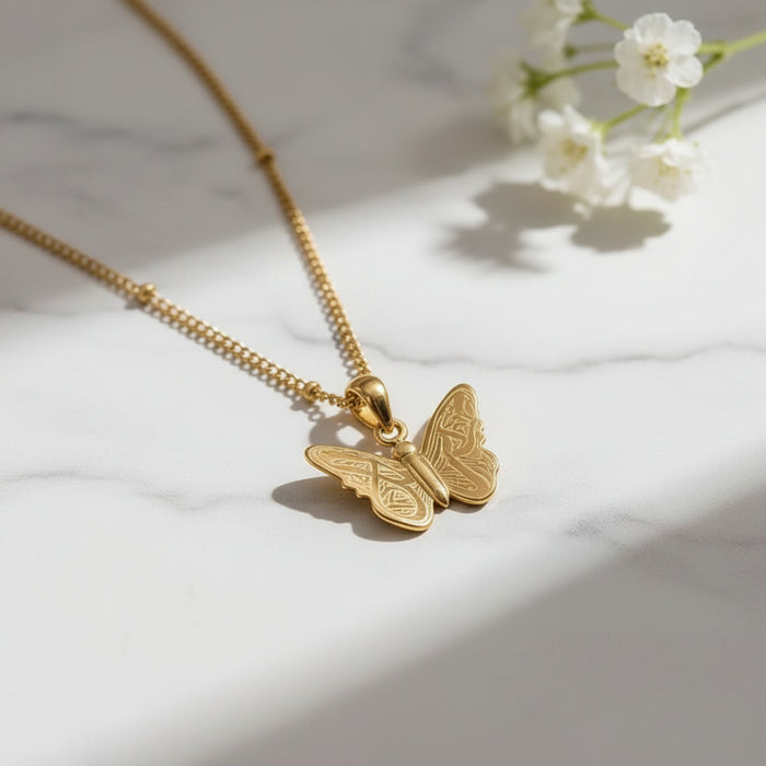 Patience & Hope Butterfly Necklace | Sabr & Amal