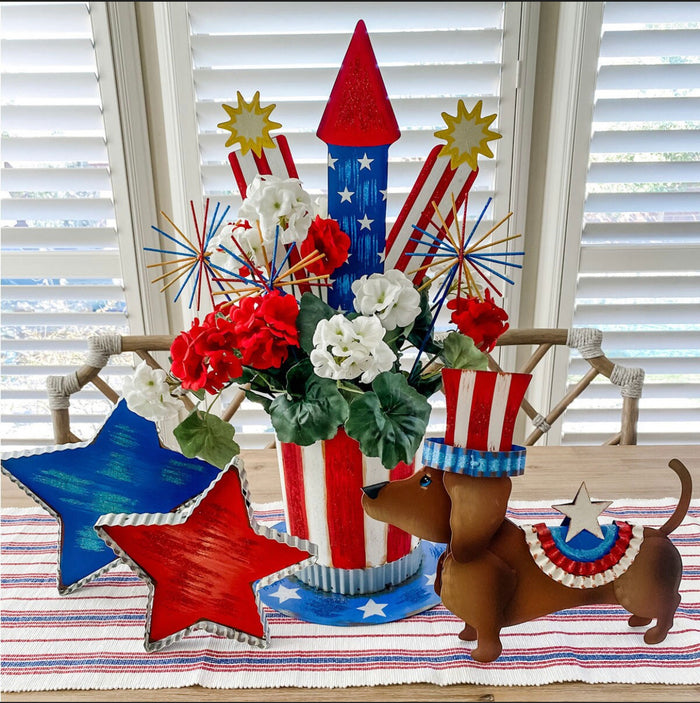 Patriotic Set of 2 Metal Sparklers for Indoor or Outdoor